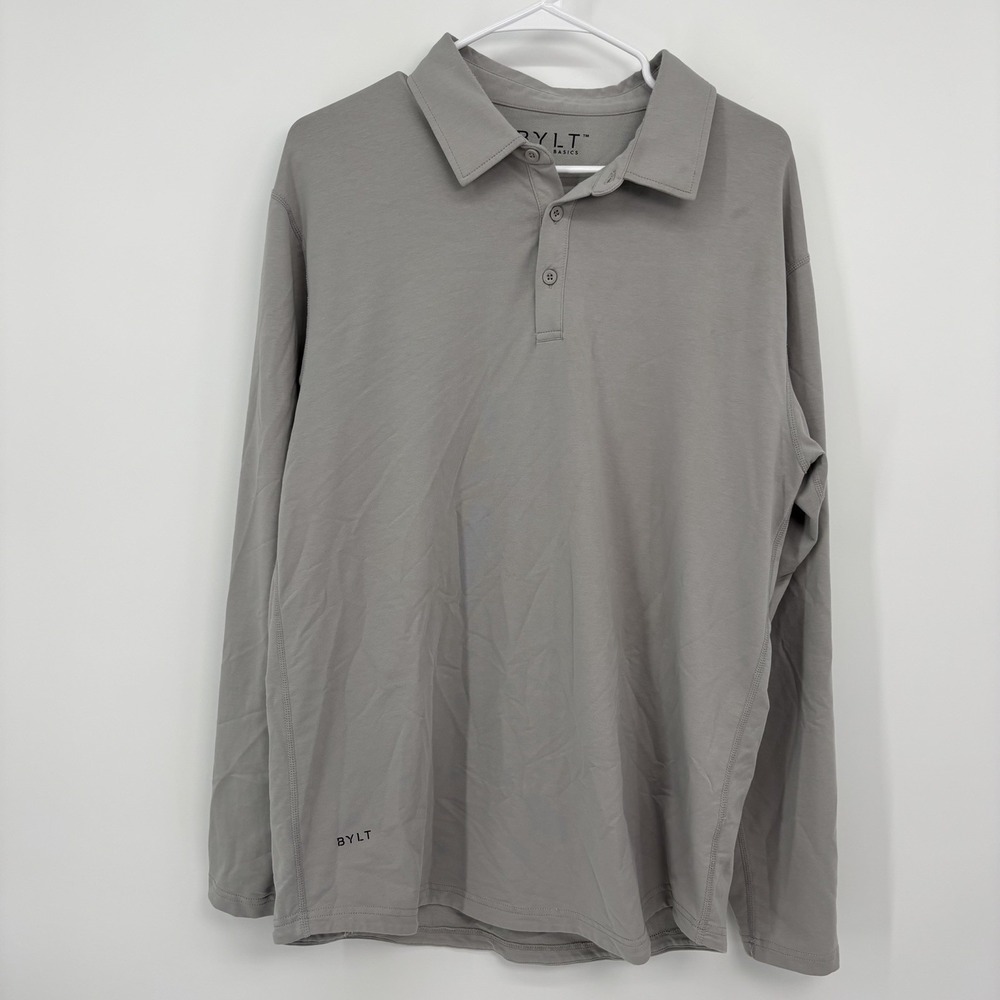 BYLT Lux Polo Shirt Long Sleeve Gray Men's Large New Without Tags